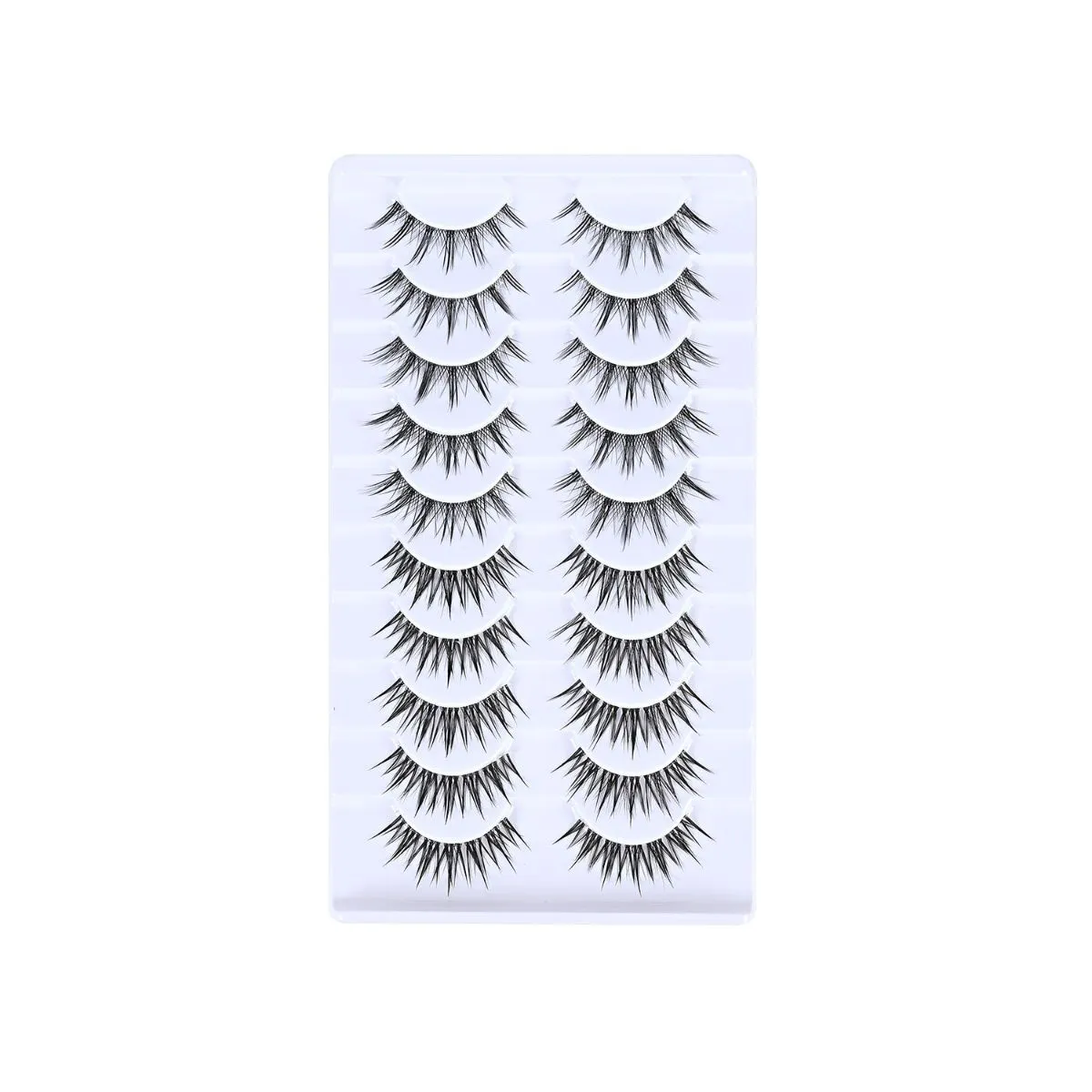 Little Devil Strip Lashes with Hard Band – Natural Volume Fluffy False Eyelashes, Thai Style Curly Eye Lashes for COS & Everyday Wear, Beginner-Friendly Reusable